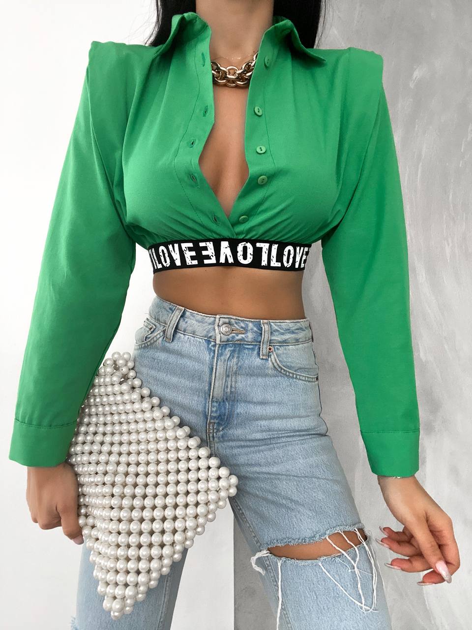 Poplin Love Lastikli Kısa Gömlek