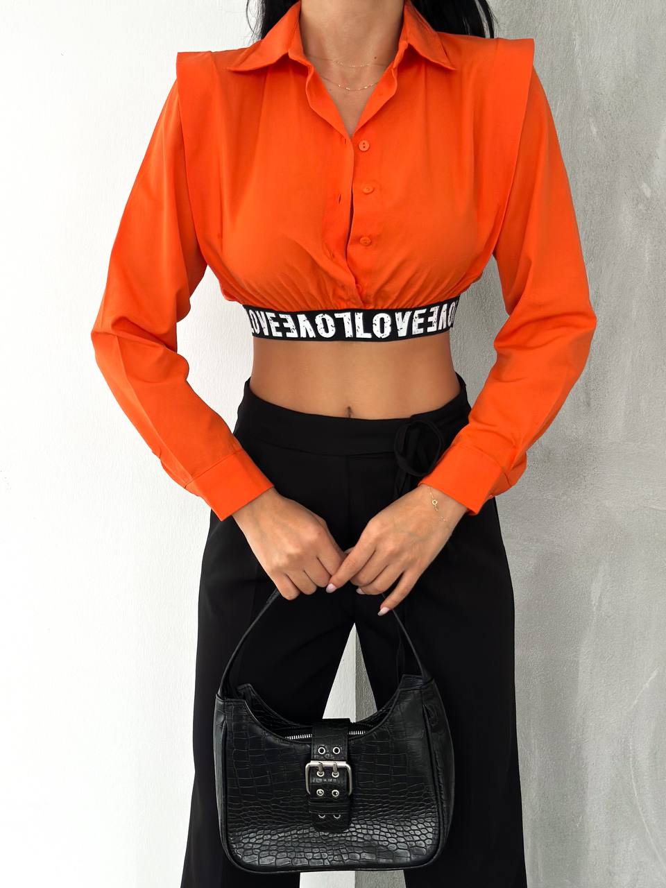 Poplin Love Lastikli Kısa Gömlek