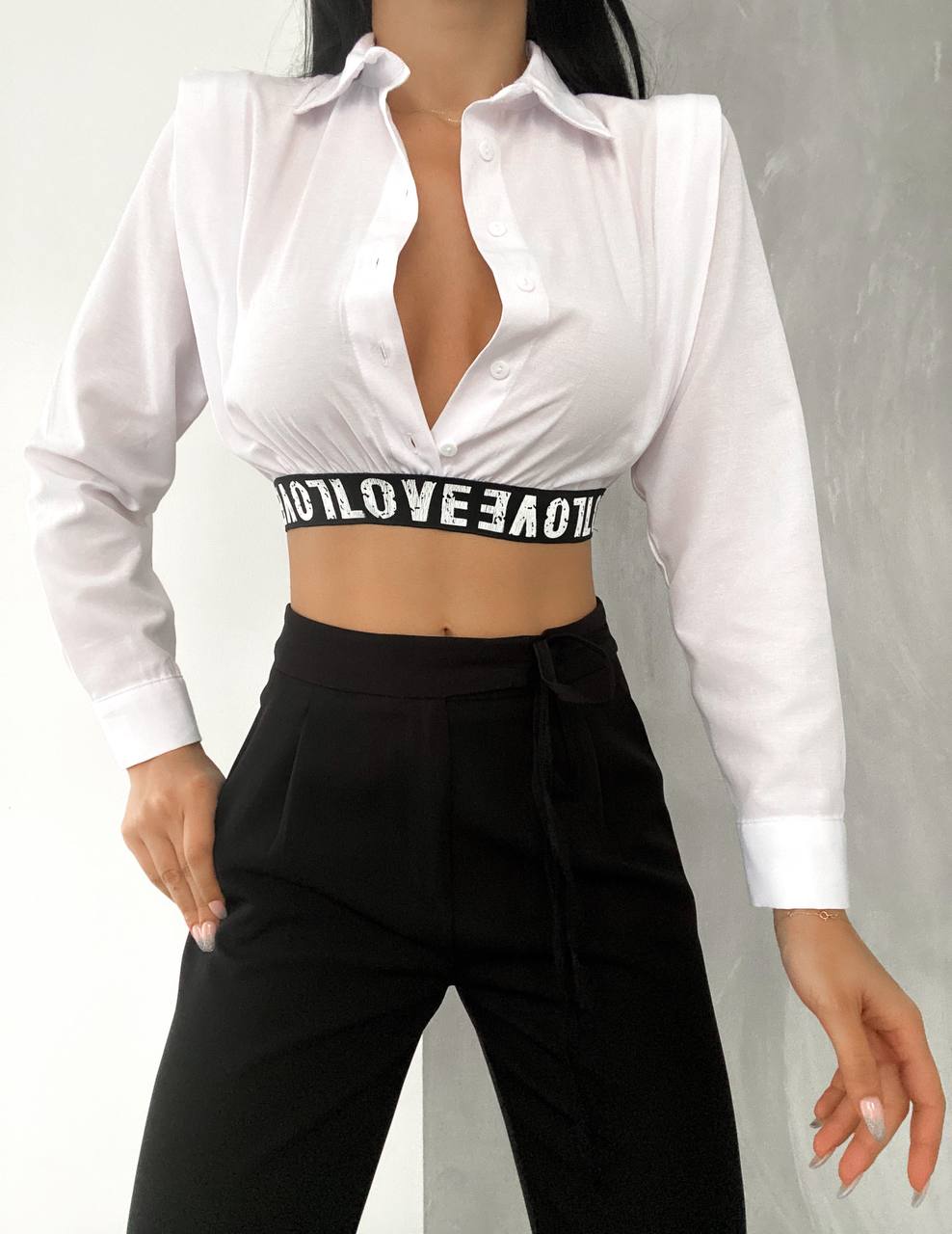 Poplin Love Lastikli Kısa Gömlek