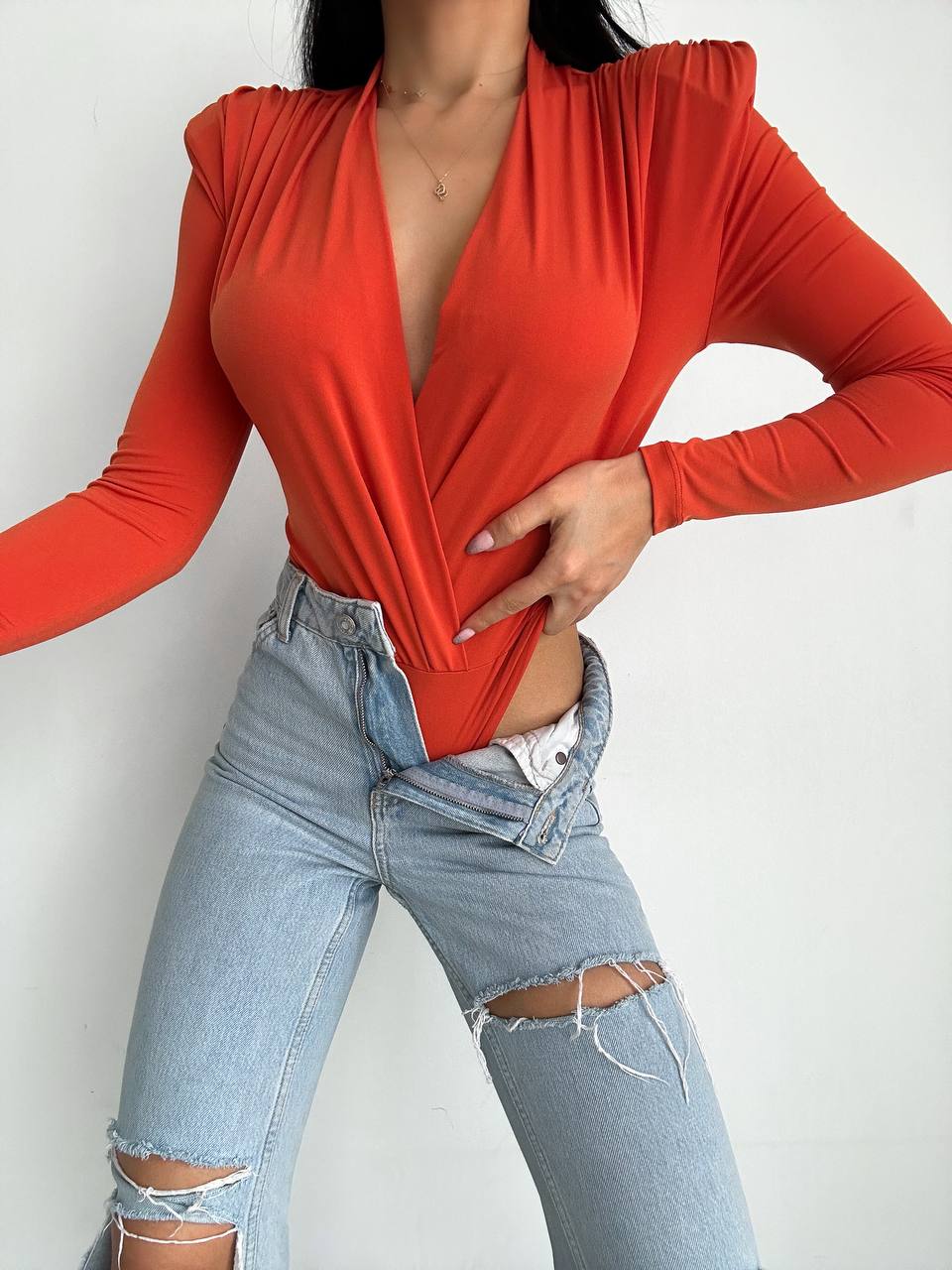 Sandy Kruvaze Vatkalı Bodysuit