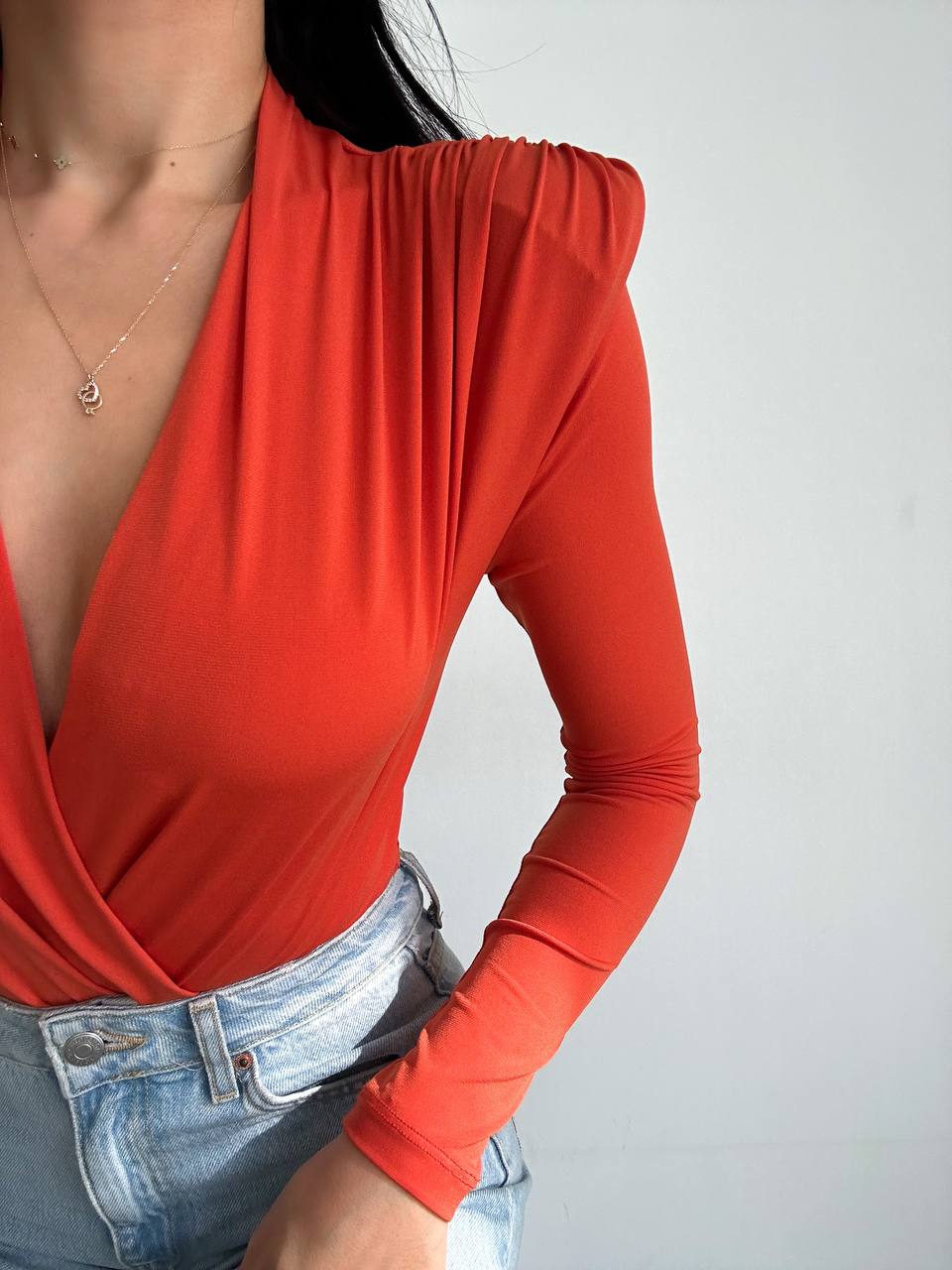 Sandy Kruvaze Vatkalı Bodysuit