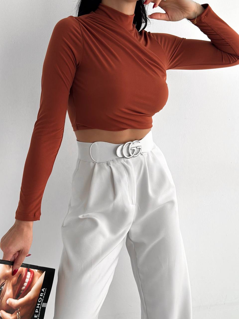 Sandy Balıkçı Büzgülü Crop