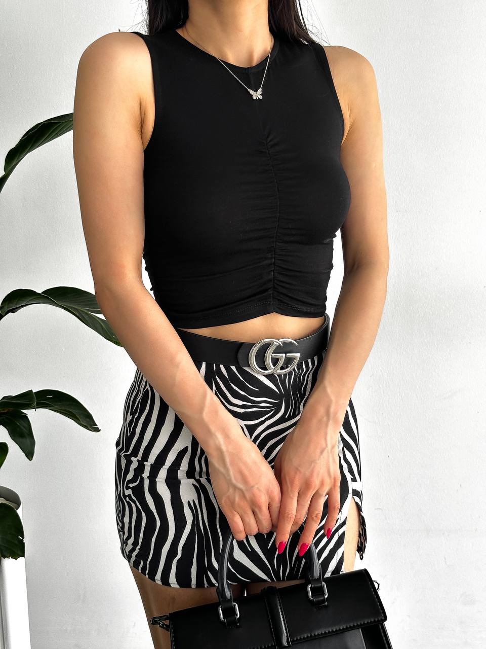 Turlu Viscon Büzgülü Crop