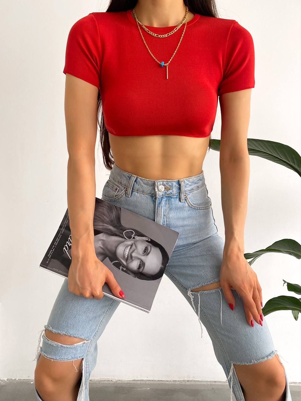 Triko Kısa Kol Crop