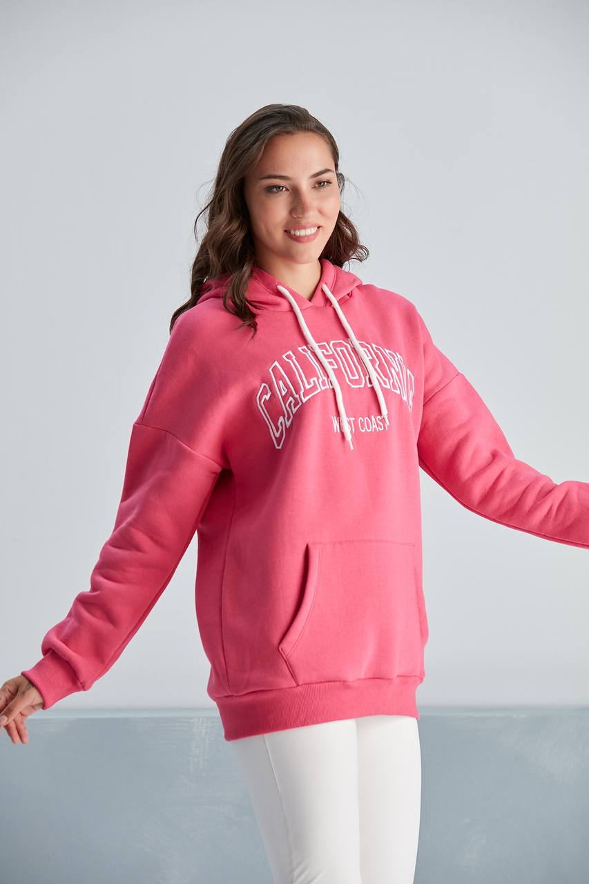 Üç İplik Şardonlu California Nakışlı Sweat