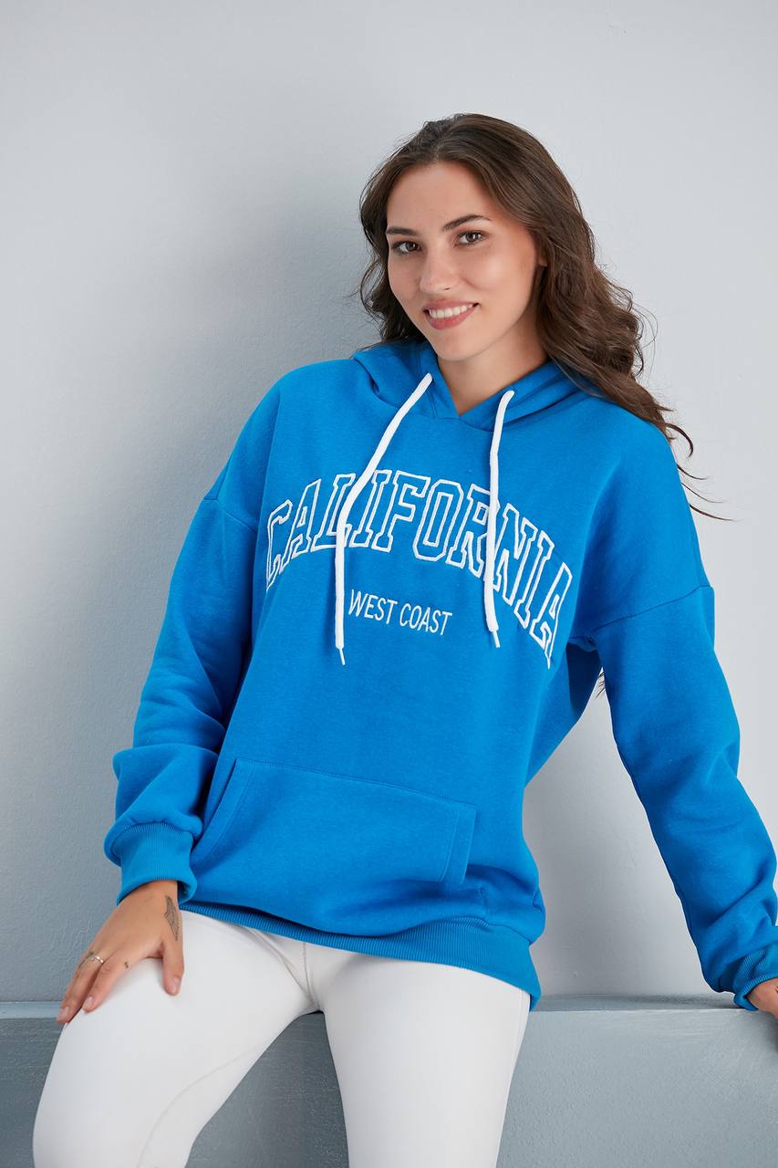 Üç İplik Şardonlu California Nakışlı Sweat