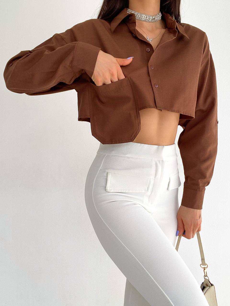 Poplin Crop Gömlek
