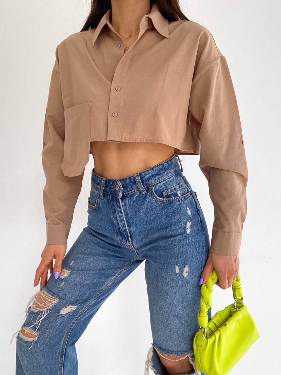Poplin Crop Gömlek