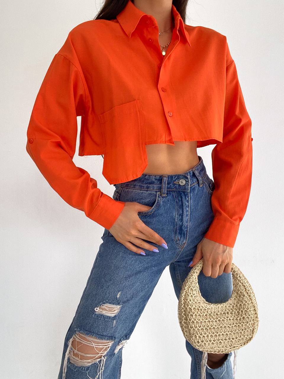 Poplin Crop Gömlek
