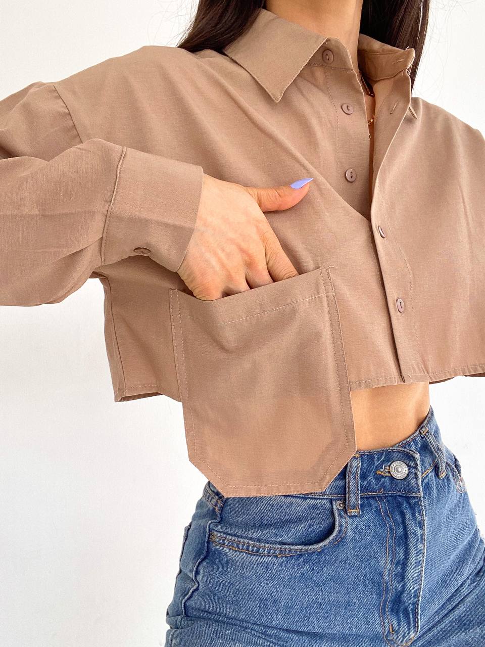 Poplin Crop Gömlek