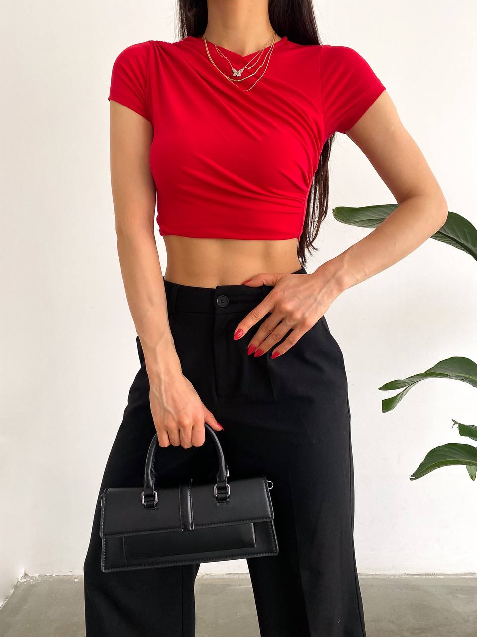 Sandy Kısa Kol Büzgülü Crop