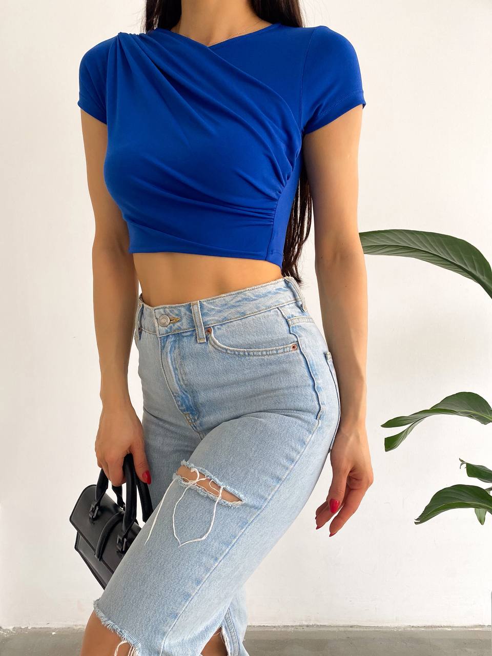 Sandy Kısa Kol Büzgülü Crop